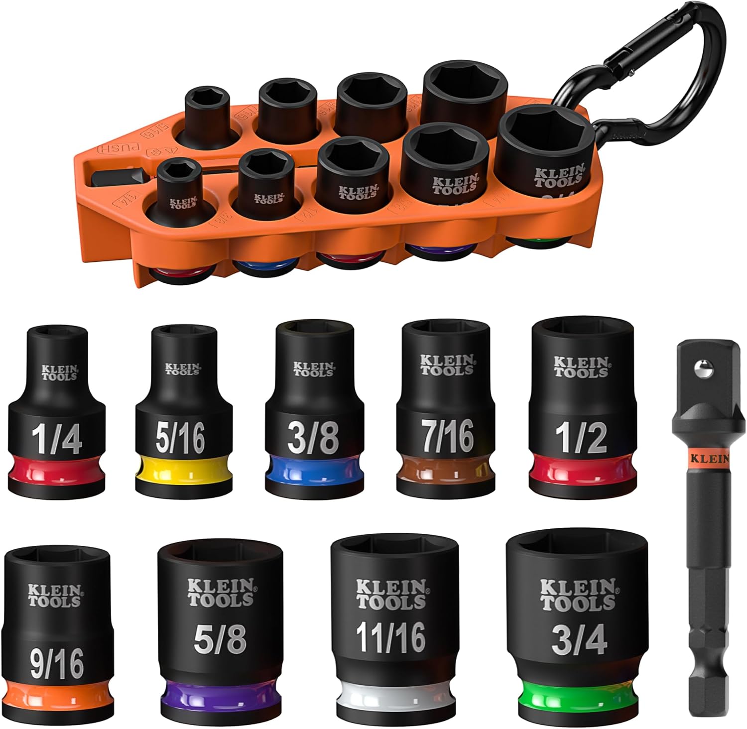 10-Piece Impact Socket Set — 3/8 in Drive, Colour-Coded