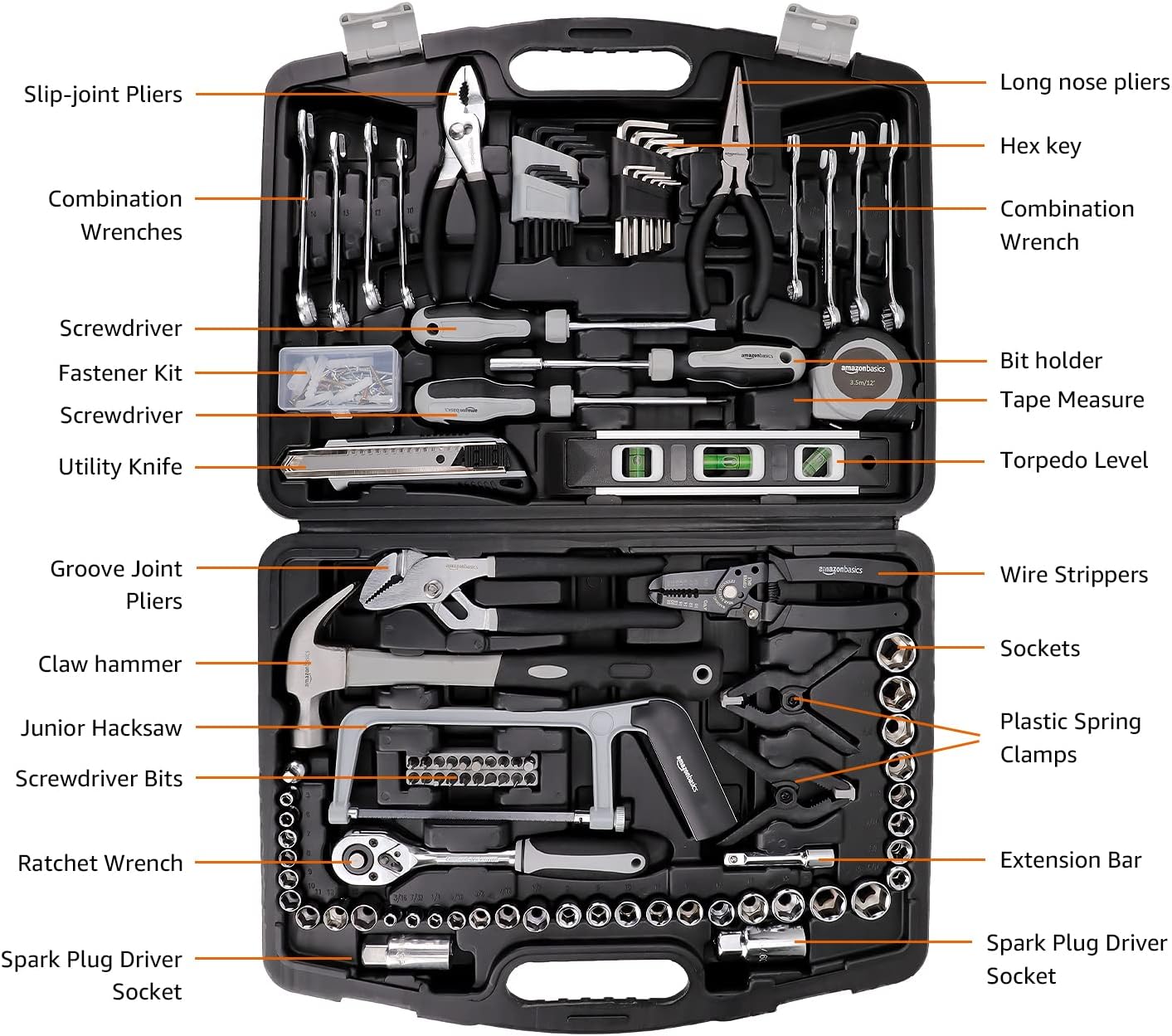 173-Piece Household Hand Tool Set with Storage Case