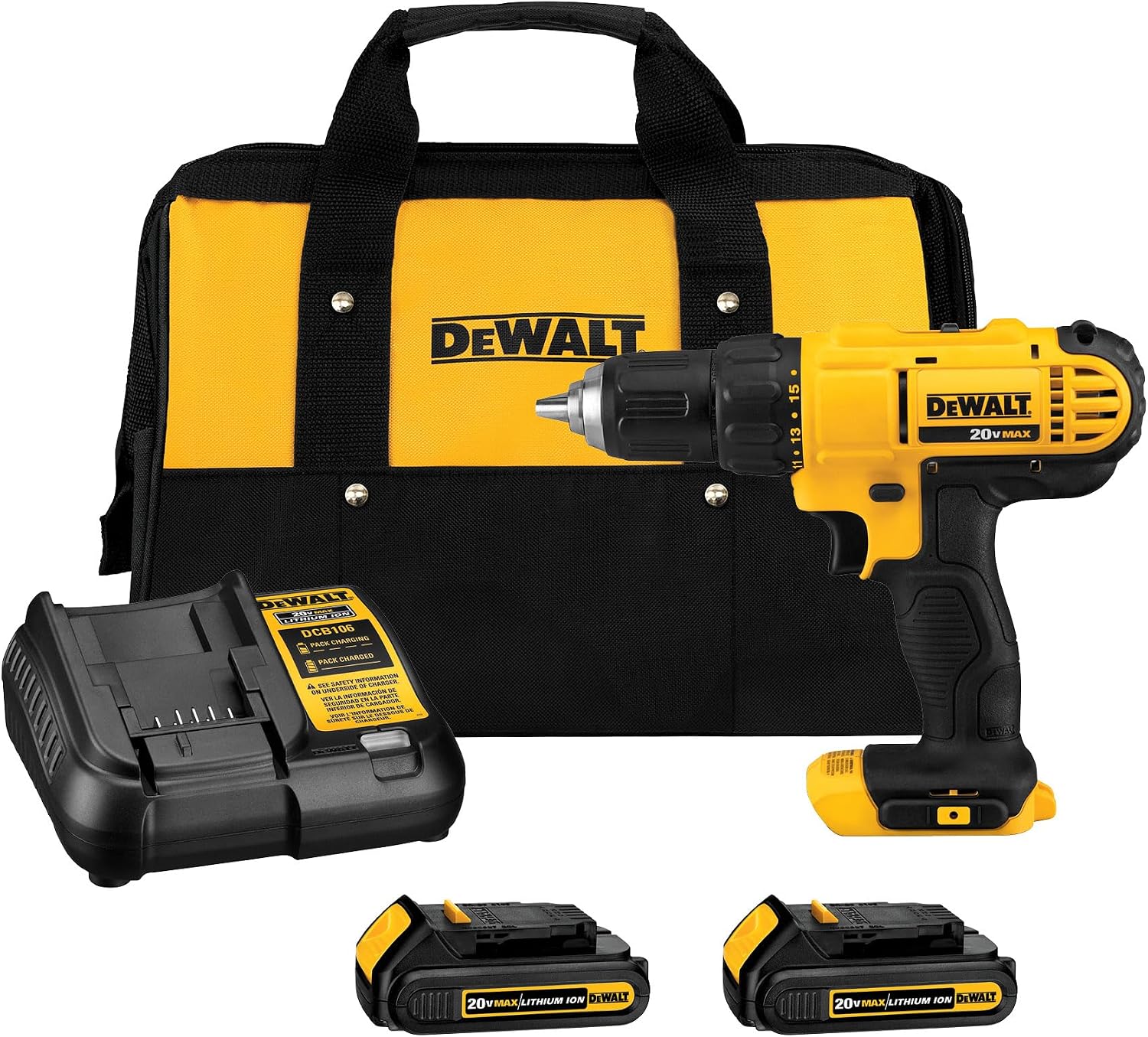 20V Cordless Drill Driver Set — 2-Speed, 2 Batteries