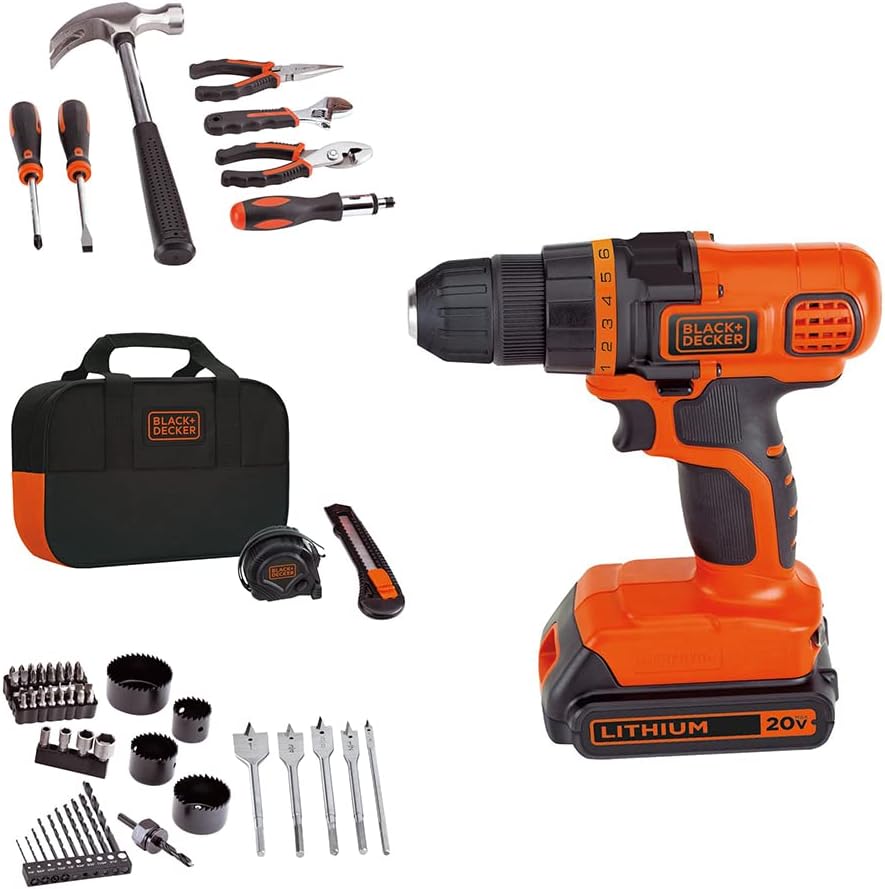 20V Cordless Drill with 68-Piece Home Project Kit