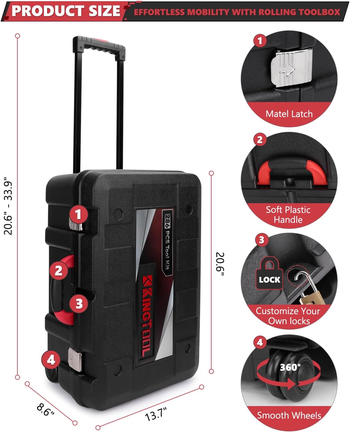 286-Piece Home and Auto Repair Kit with 21V Drill and Rolling Box