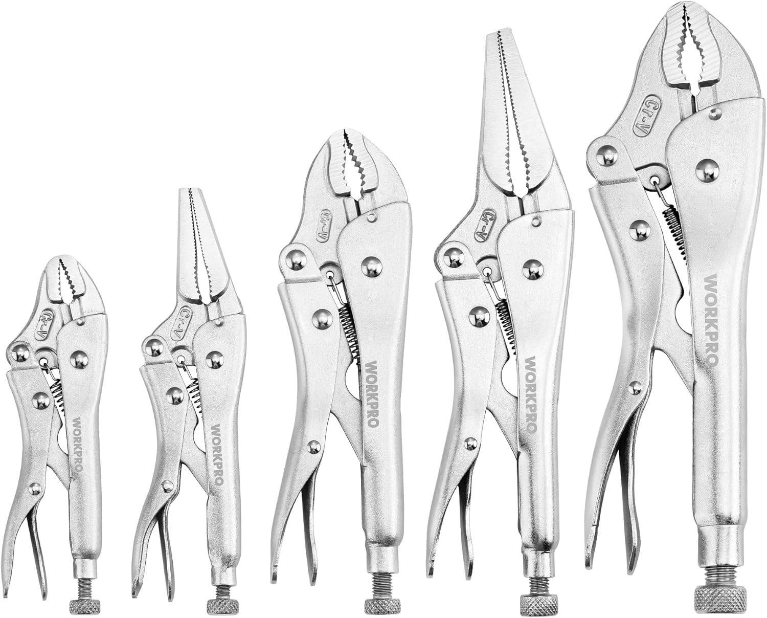 5-Piece Locking Pliers Set — Chrome Vanadium Vice Grips