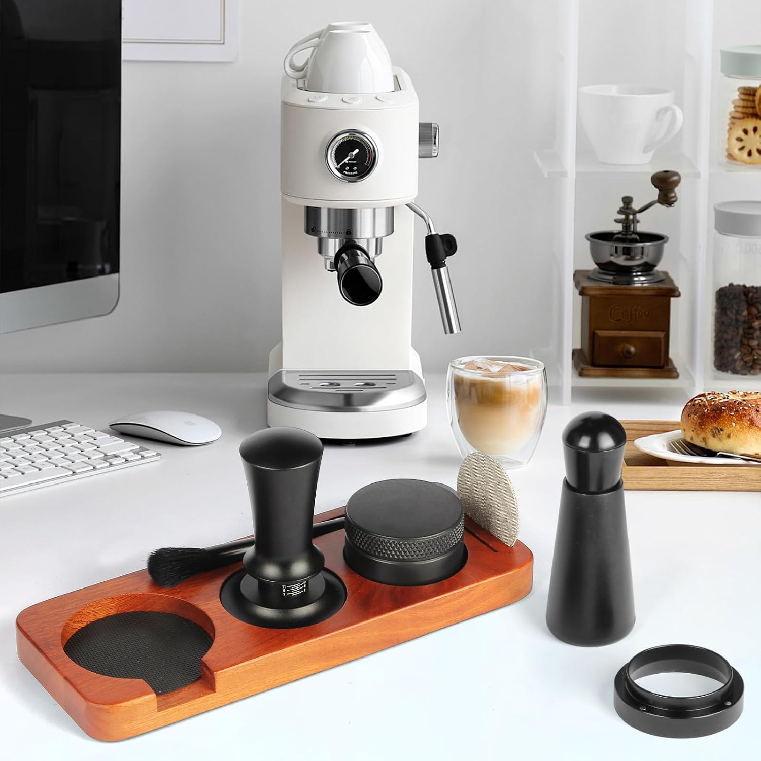 7-Piece Espresso Tamper Set with Tamping Station — 54 mm