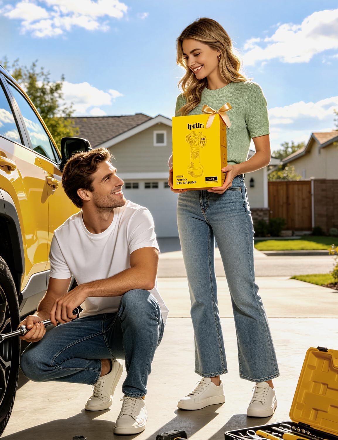 Cordless Tyre Inflator — Dual Power, Auto Shut-Off