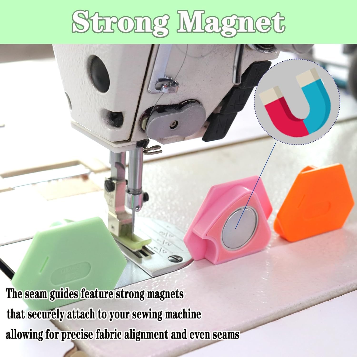 Magnetic Seam Guide Set for Sewing Machines — 3 Pieces